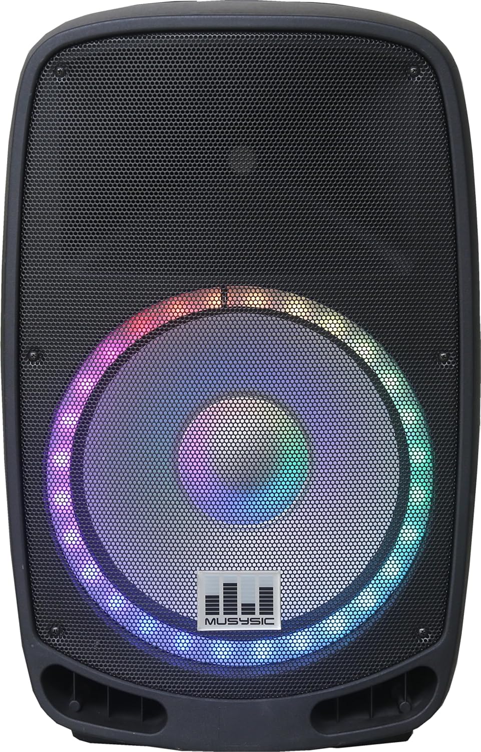 MUSYSIC Professional Bluetooth Speaker Stereo Speaker PMPO Built in Amplifier with Bluetooth/FM/USB/SD 1/4“Inputs PA System 15