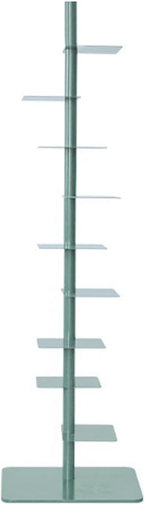 SYALEO Modern Open Invisible Bookshelf DIY Metal Spine Book Tower Nordic Vertical Shelf Bookcase Floor-Standing 9 Tier Display Storage Rack for Home Office, Green