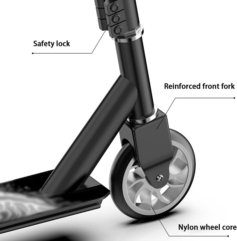 Scooters Lightweight Kick Scooter Adult Scooter with Nylon Wheels, 2-Wheel Professional Pro Scooter, Fancy Play Trick Scooters (Color : Orange, Size : 66.5 * 46 * 86cm)