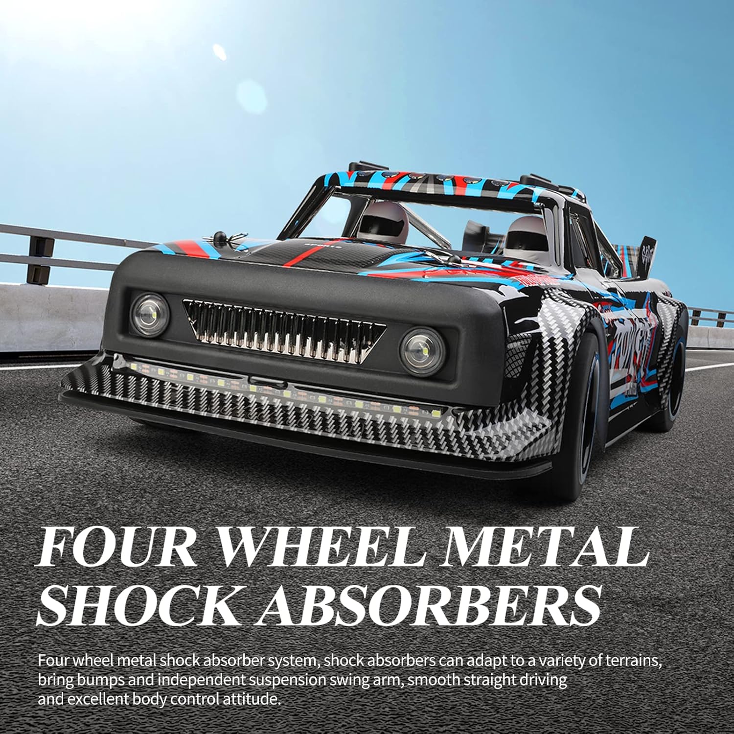 GoolRC WLtoys 104072 Brushless RC Drift Car, 1:10 Scale 2.4GHz Remote Control Car with LED Light & Gyro, 4WD 60KM/H High Speed RC Racing Vehicle for Adults