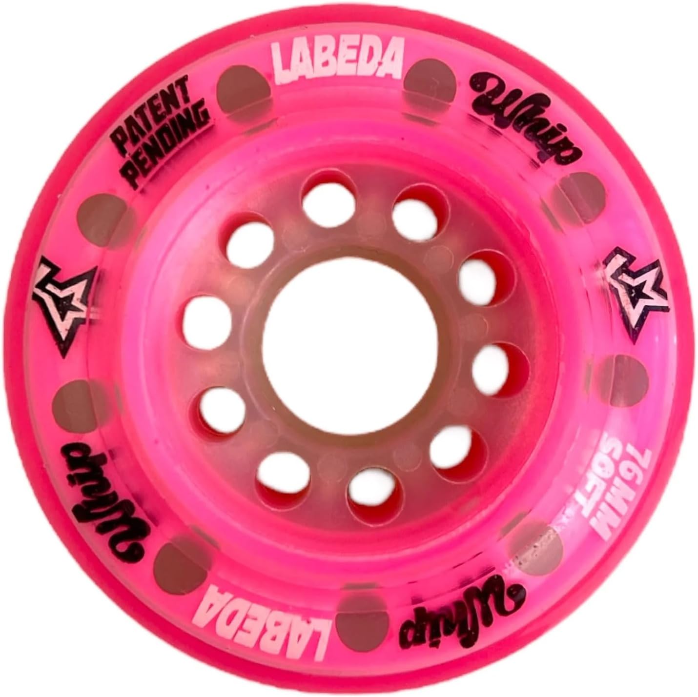 Labeda Whips Roller Hockey Wheels - Pink 8-Pack - Soft - Choose Size - Evo Spacers are Included
