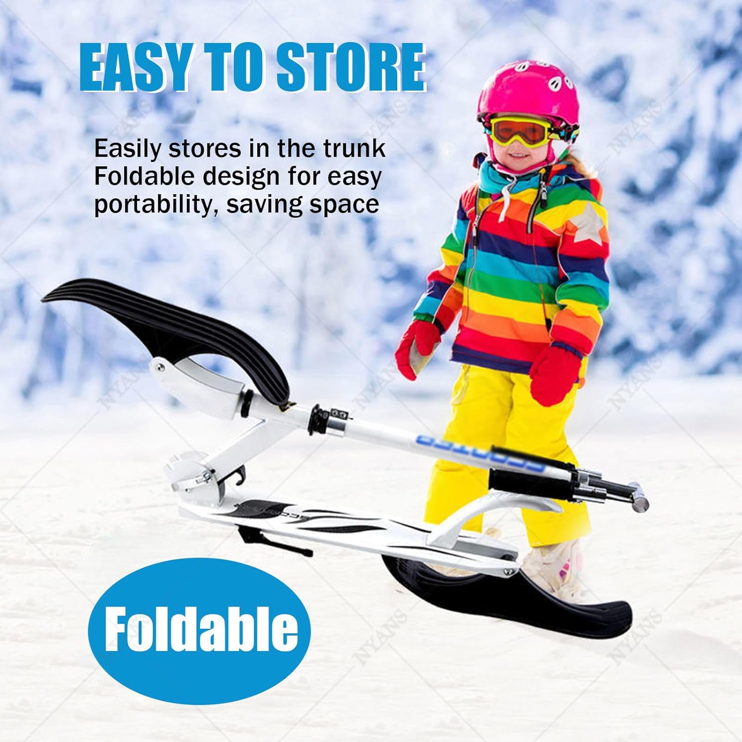 NYANS 2-in-1 Foldable Kick Scooter, with Two Wheels, Adjustable Handlebar, Portable and Foldable, Maximum Load Capacity 70kg, for Children Aged 6-15