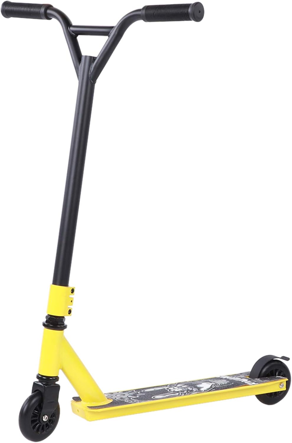 Yellow Portable ScootAdult Stunt Scooter with 2 PU Wheels, PU Pla Wheels for Stunt, Sliding Pedal Equipment with ABEC 7 Steel