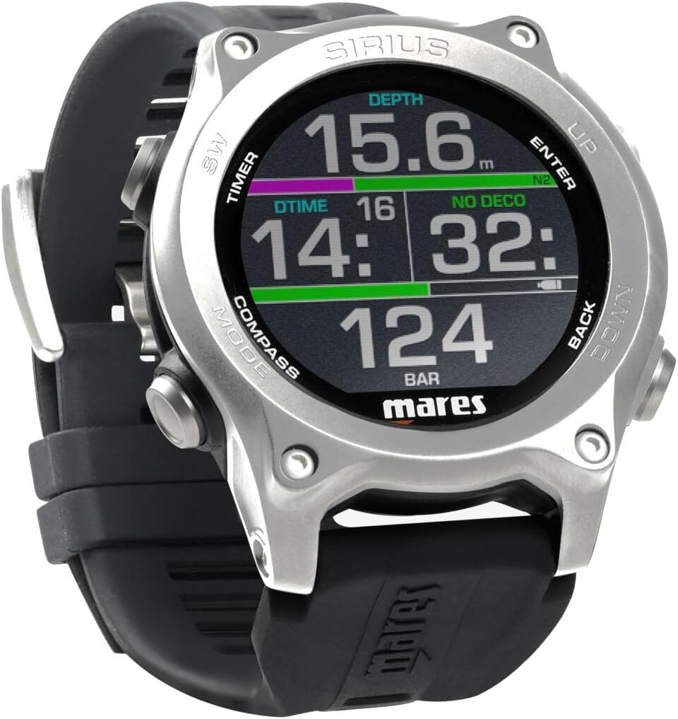 Mares Sirius Watch-Style Wrist Dive Computer for Recreational Divers | Underwater, Snorkeling/Scuba Diving Accessory