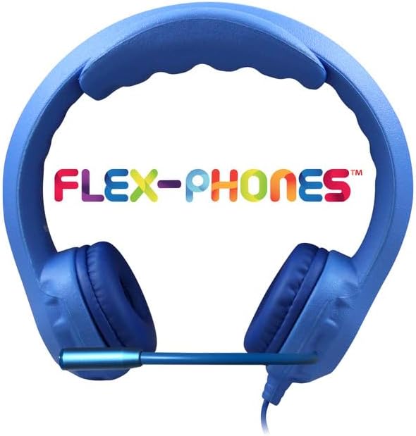 HamiltonBuhl Flex-Phones USB Kids Headset 10-Pack – Blue | EVA Foam, Gooseneck Mic, Chew-Resistant Cable, Leatherette Cushions, USB for Chromebooks & Computers
