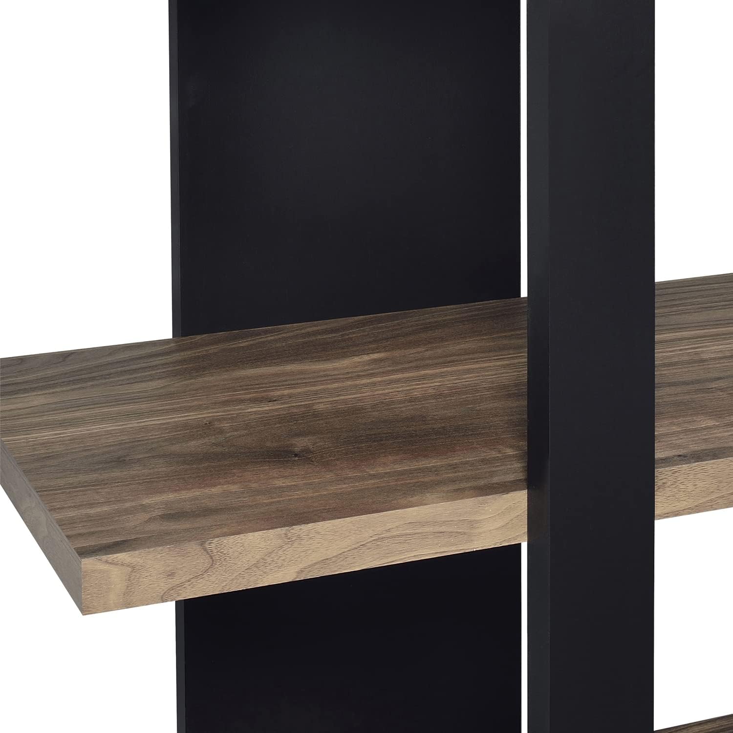 Simple Relax 4-Shelf Wood Bookcase in Aged Walnut and Black