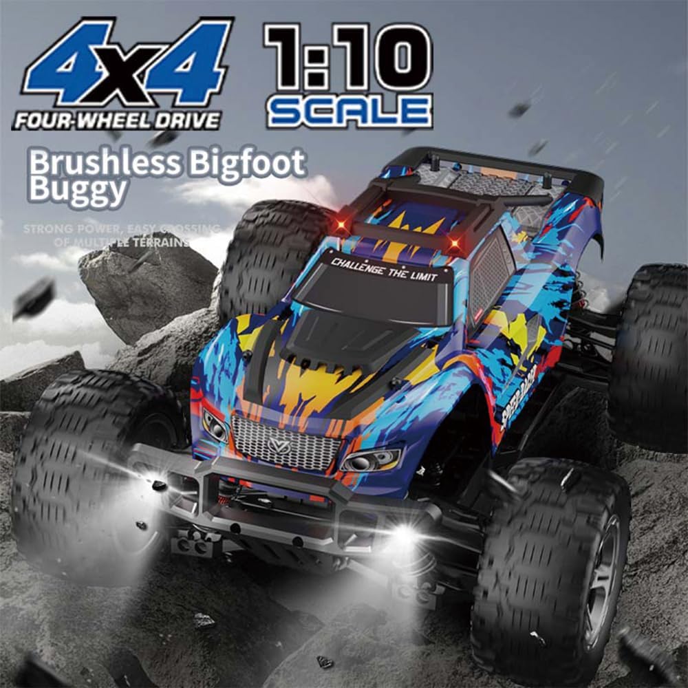 X-Verse KF10 1/10 Brushless RC Cars for Adults Fast 60KM/H, RC Trucks 4X4 Offroad Waterproof with 3S Battery, 4WD High Speed All Terrain RC Truggy (3 Battery)