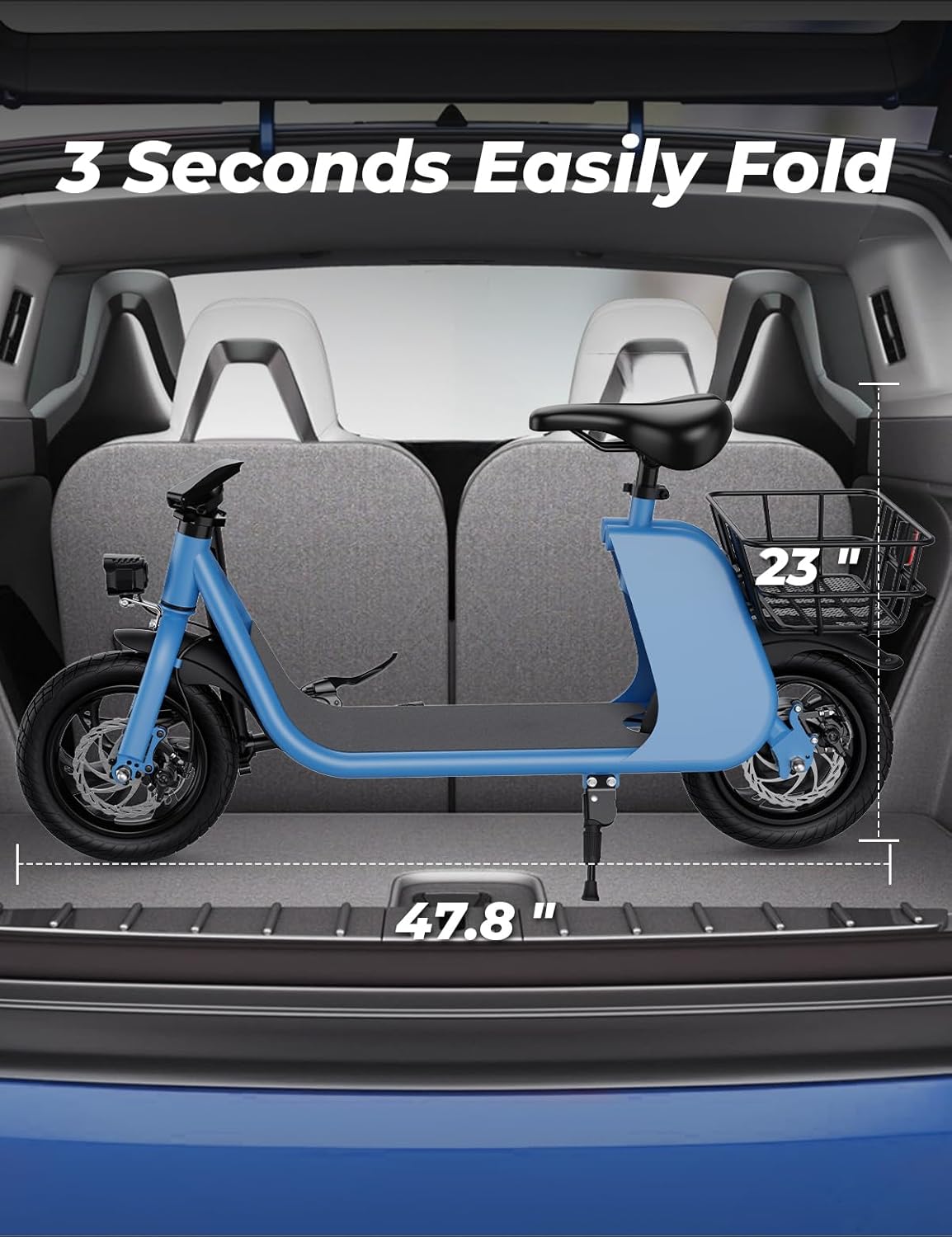 Windhorse Electric Scooter with Seat for Adults, 650W Peak Motor Up to 15.5 MPH & 20 Miles Range, Foldable Commuter E-Scooter with Dual Baskets for Pets & Cargo, 12.5