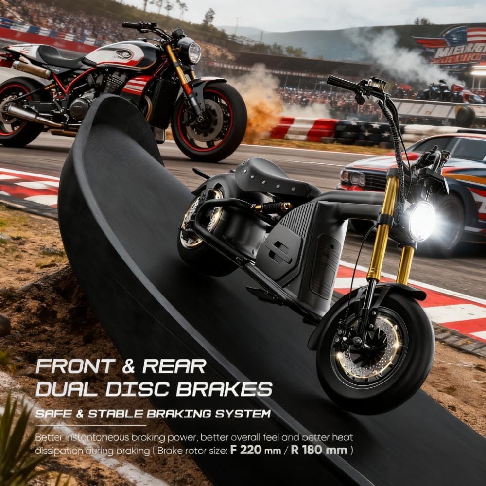 eAhora M8S (2026 Update) 4000W Electric Motorcycle for Adults,50MPH 72V 35Ah Battery 90 Miles Long Range,Full Suspension Dual Hydraulic Brakes,Street Legal Scooter