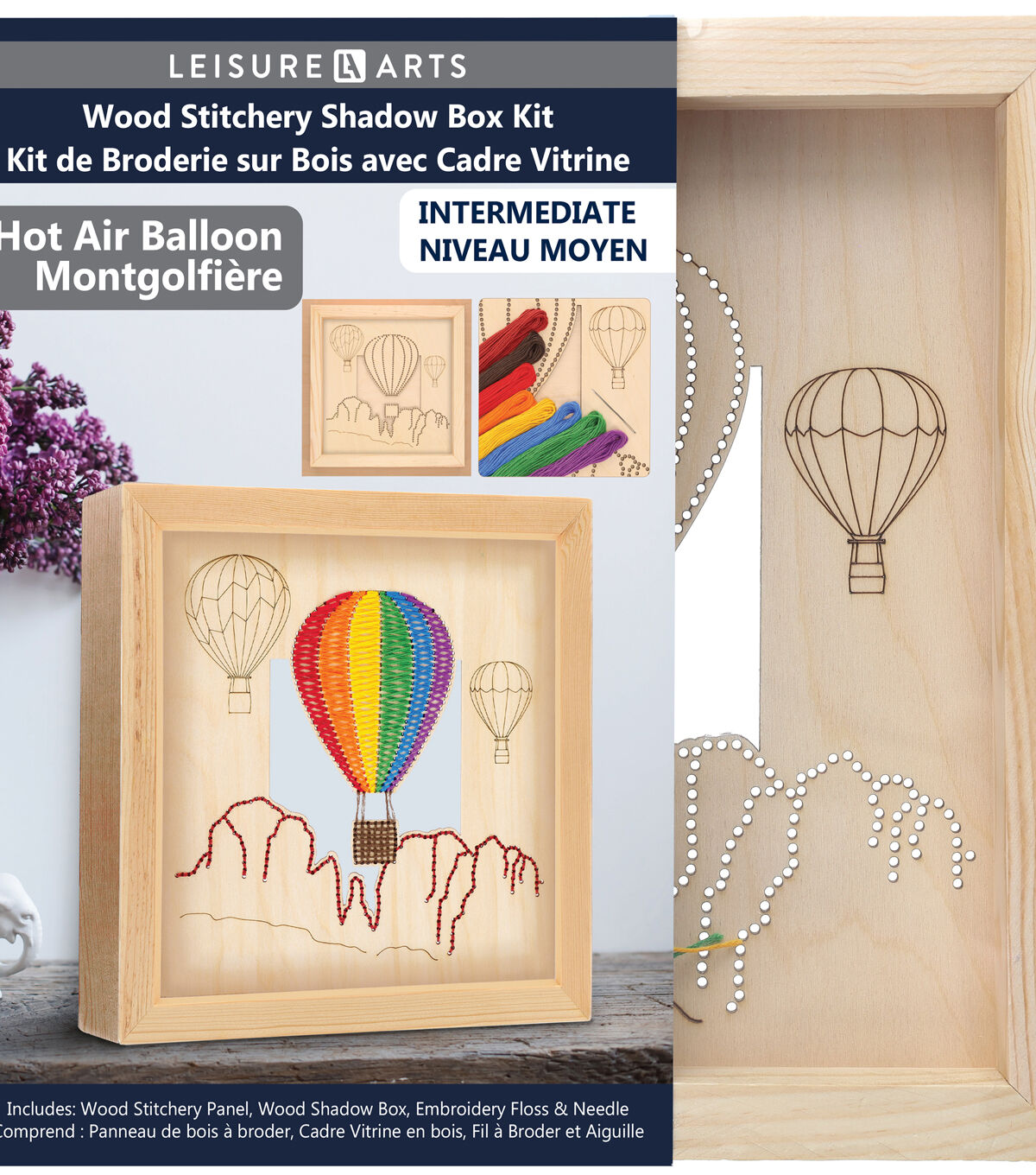 Leisure art 11 Hot Air Balloon Wood Stitching Kit With Shadow Box