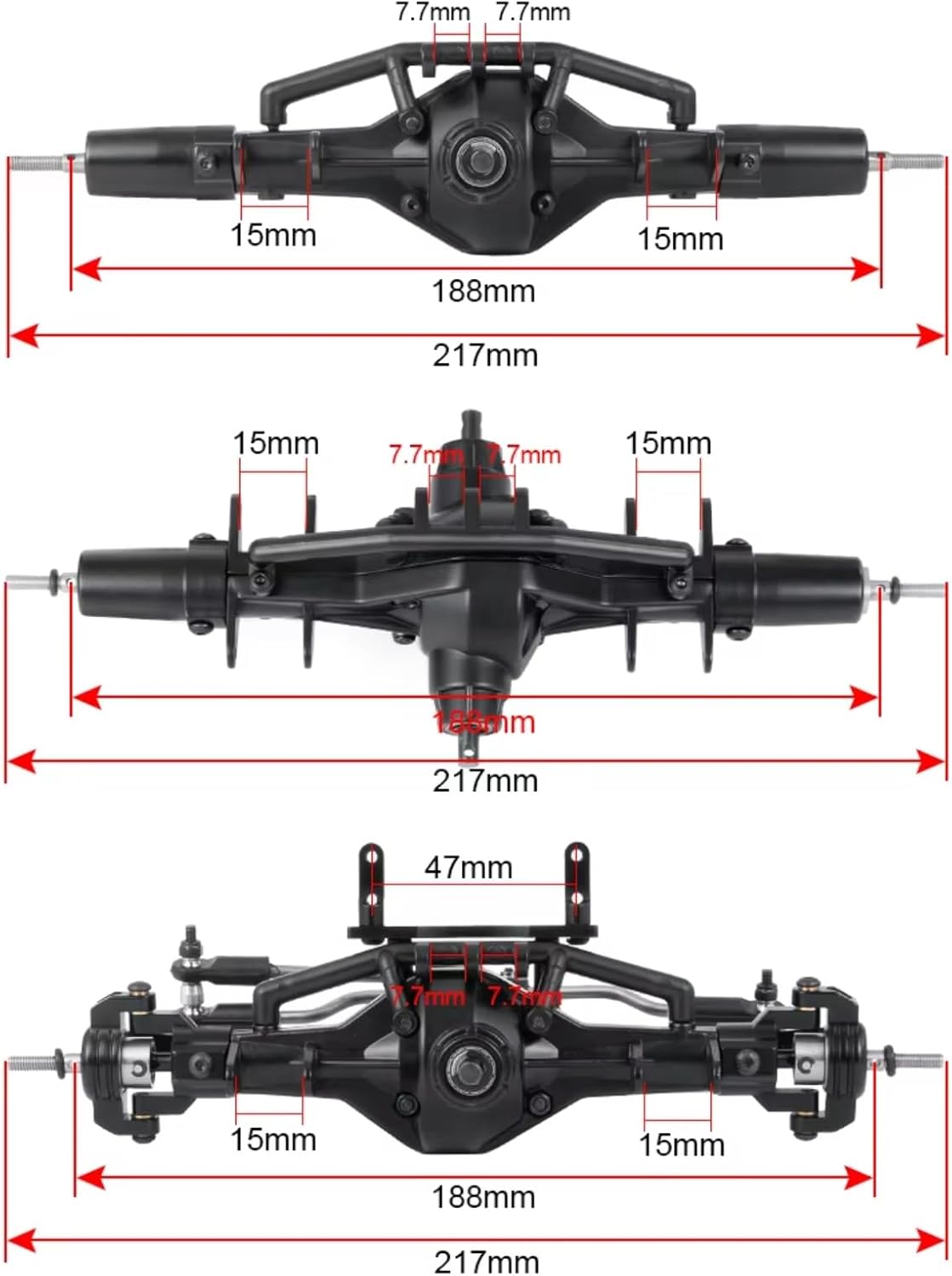 Rc Parts For Axial For SCX10 AX90021 90027 90028 1/10 Metal Straight Complete Axle Front Middle Rear Portal RC Crawler Car(Set)