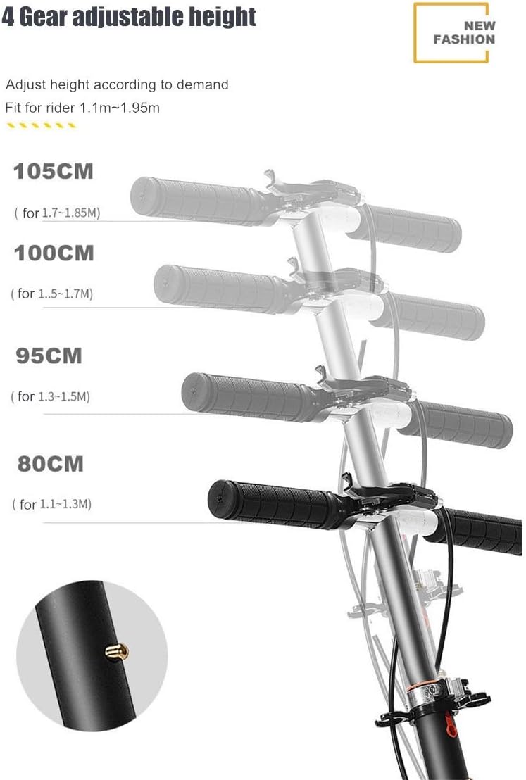 Two Wheels Folding Kick Scooter for Adults Kids Portable Foot Scooter Height Adjustable Aluminum Alloy Disc Brake PU Wheels (Color : B Size : Disc Brake White) (A Foot Brake White)