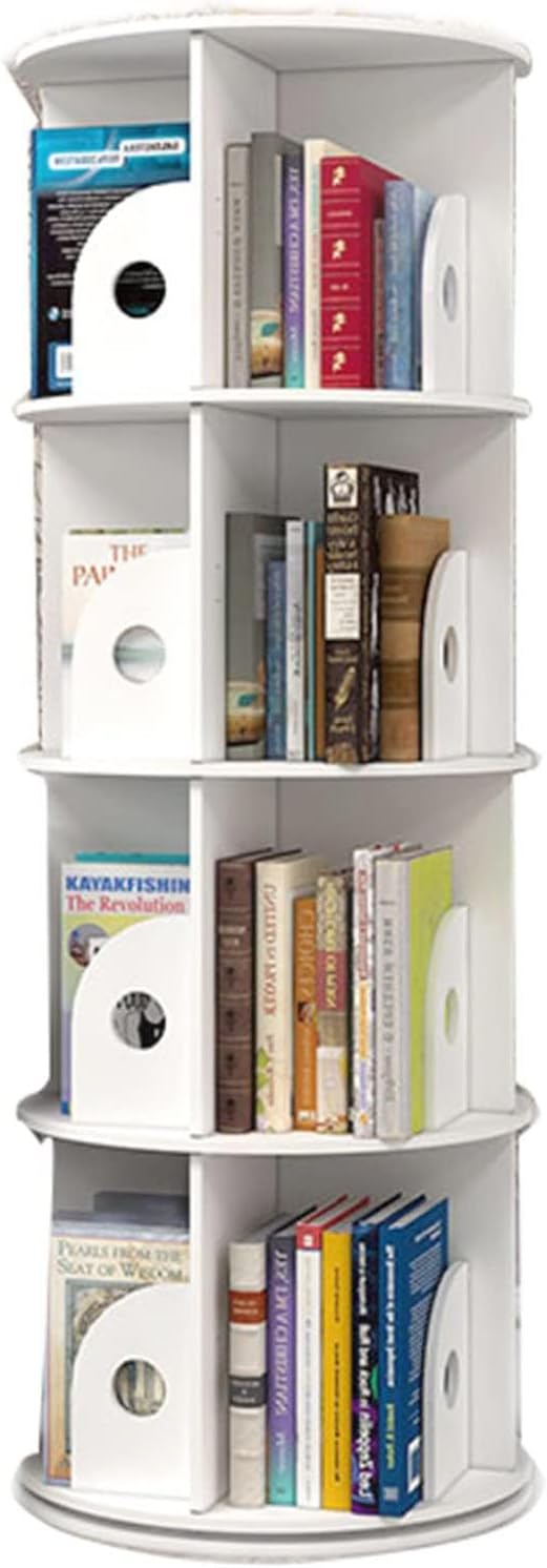 Lsoiup Bookshelf 360 Rotating Small Corner Bookcase Storage Display Rack Standing Shelves, for Home Study Room Office