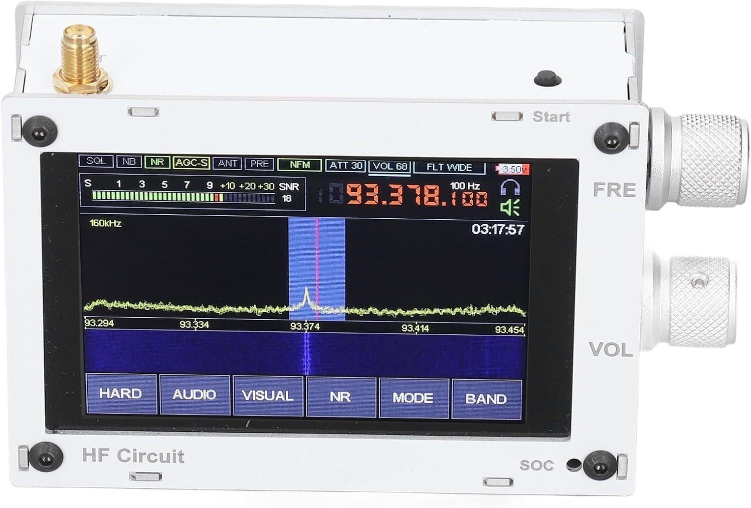 Compatible with DSP SDR Receiver, 3.5 Inch Touch Screen Shortwave Radio Receiver 50kHz to 2GHz with Heat Dissipation Hole