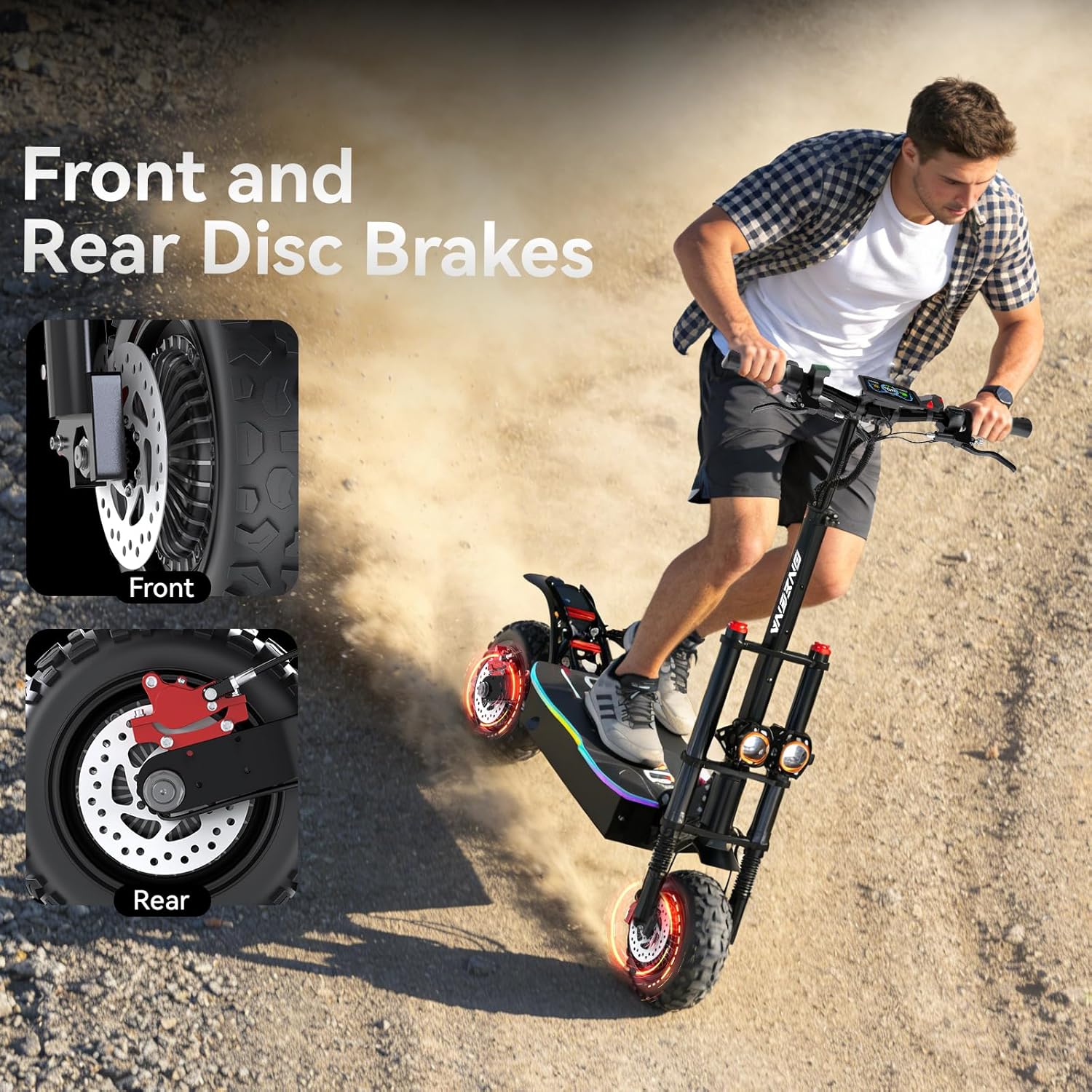 Electric Scooter Adults - 5600W Dual Motor Off-Road Scooter,60V 33Ah Battery 60Miles Long Range,50MPH Fast Electric Scooter with Seat,Dual Charging Ports for Commute/Outdoor Adventure