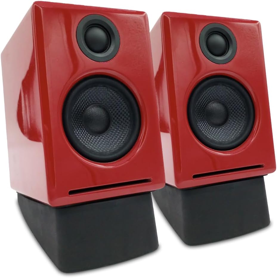 Audioengine A2 Red Bluetooth Computer Speakers and DS1 Stands