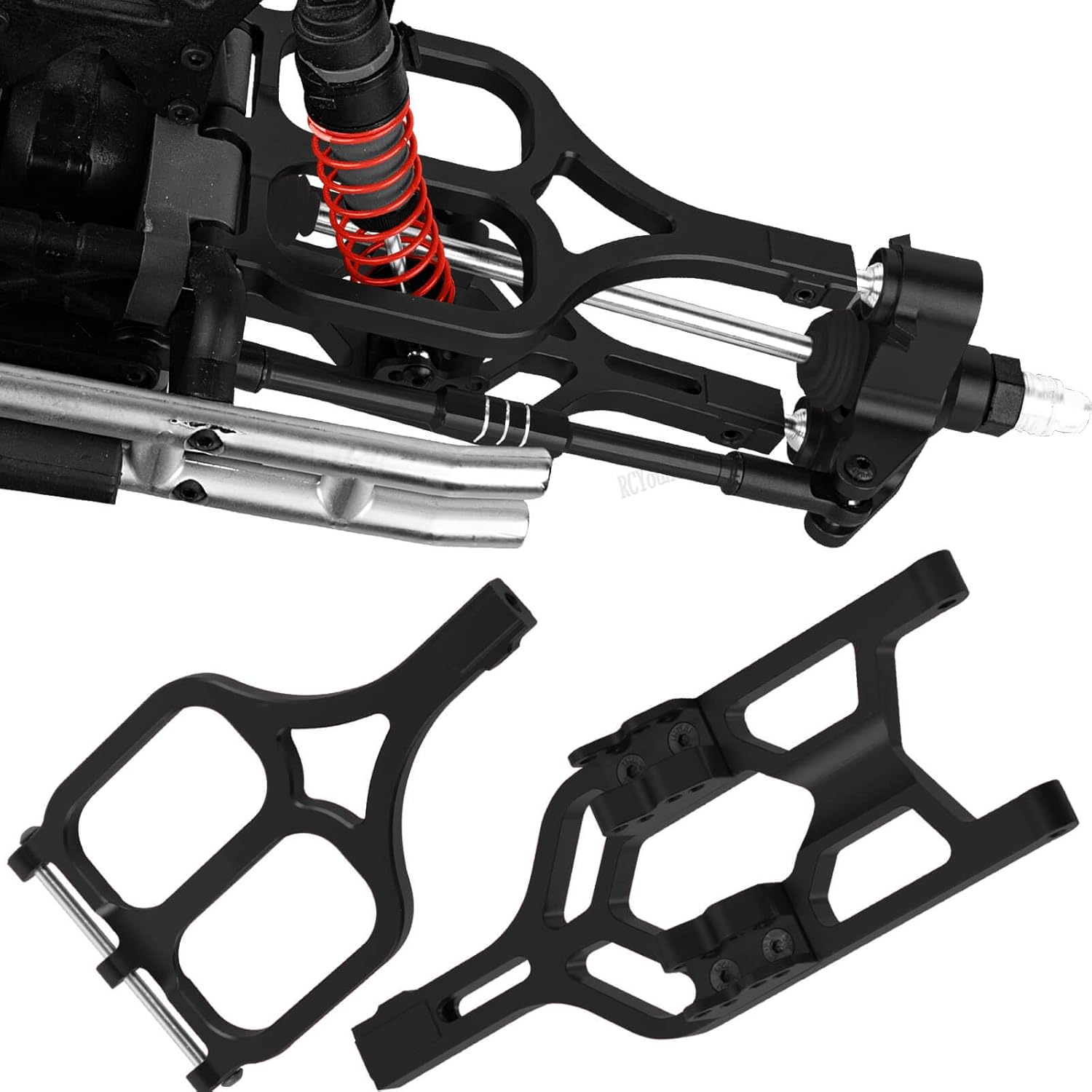 RC Alloy Suspension Arms&Steering Block Knuckle Arm&Shock Tower&Drive Shaft Axles&Push Rod Links&Steering Bellcranks Upgrades Part for 1/10 T-Maxx/E-Maxx,Driveshafts Hops Up,Black