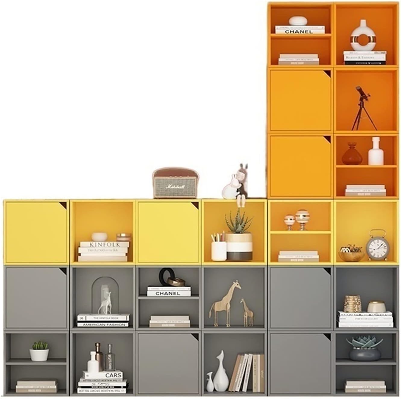KIRANDY Free Combination Lattice Cabinet Bookshelf, Floor Small Cabinet Bookcase Simple Storage Locker (Color : 24PCS As Shown, Size : 34.5x29.5x34.5)