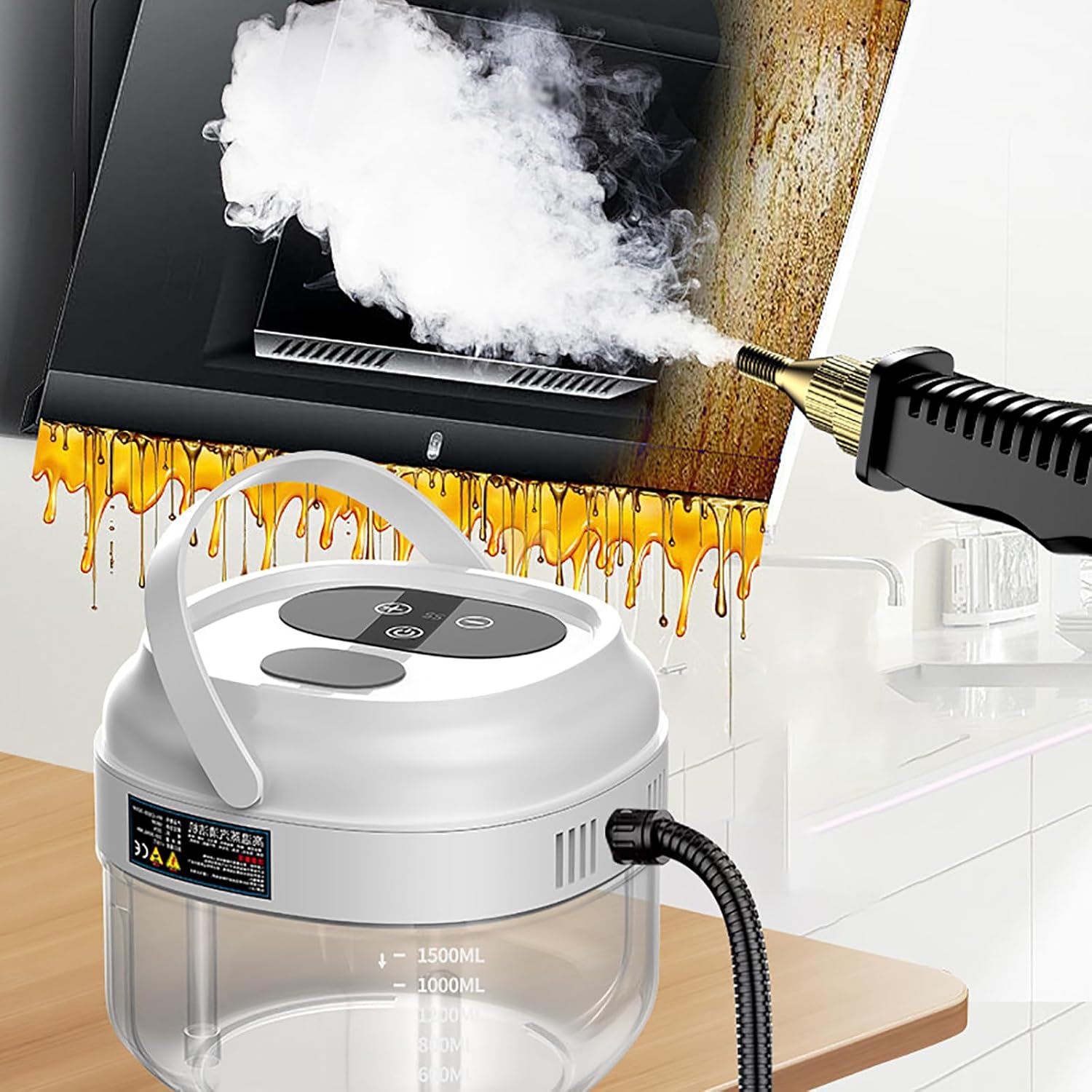 YANLP Handheld Steam Cleaner, Fast Heating Steam Engine, Steamer Cleaner, 2500W And1500ml High Pressure High Temperature for Cleaning Home Car Upholstery Kitchen and Bathroom Carpet.