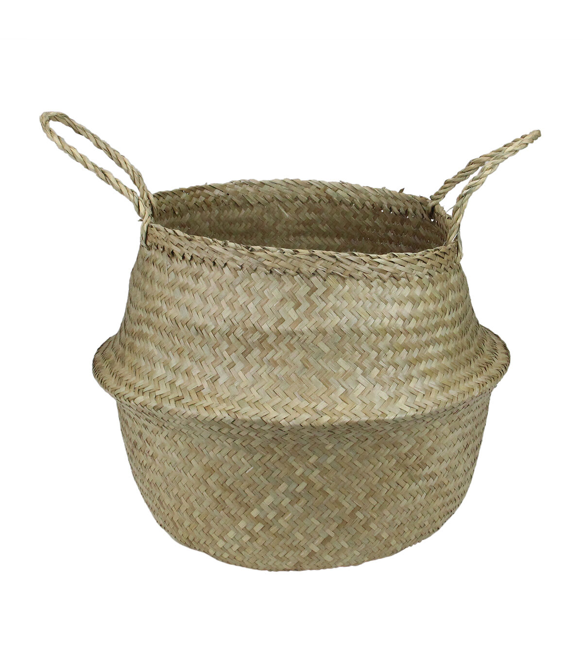 Northlight 15 Brown Seagrass Belly Wicker Basket With Handles