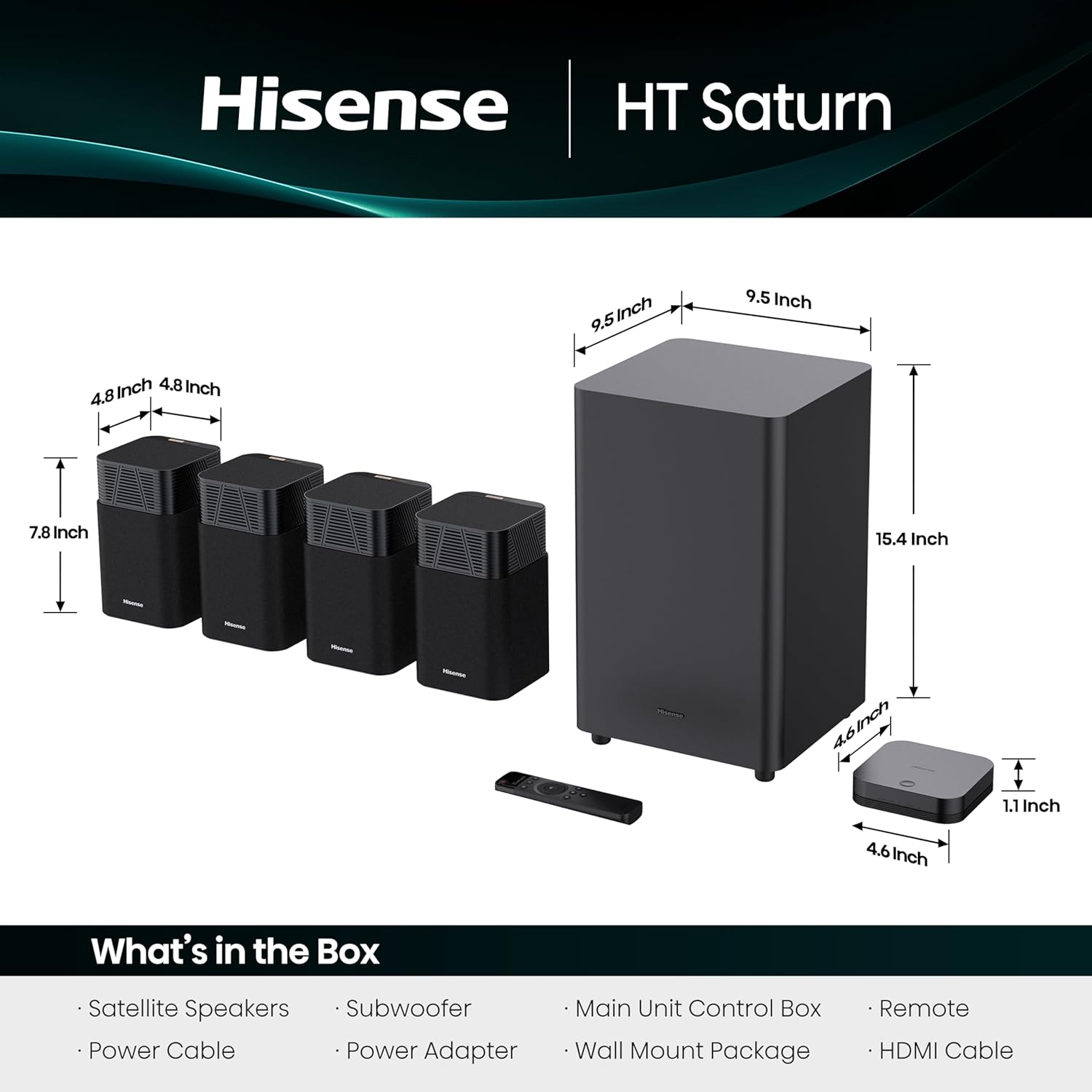 Hisense HT Saturn 4.1.2Ch Sound Bar with Wireless Subwoofer