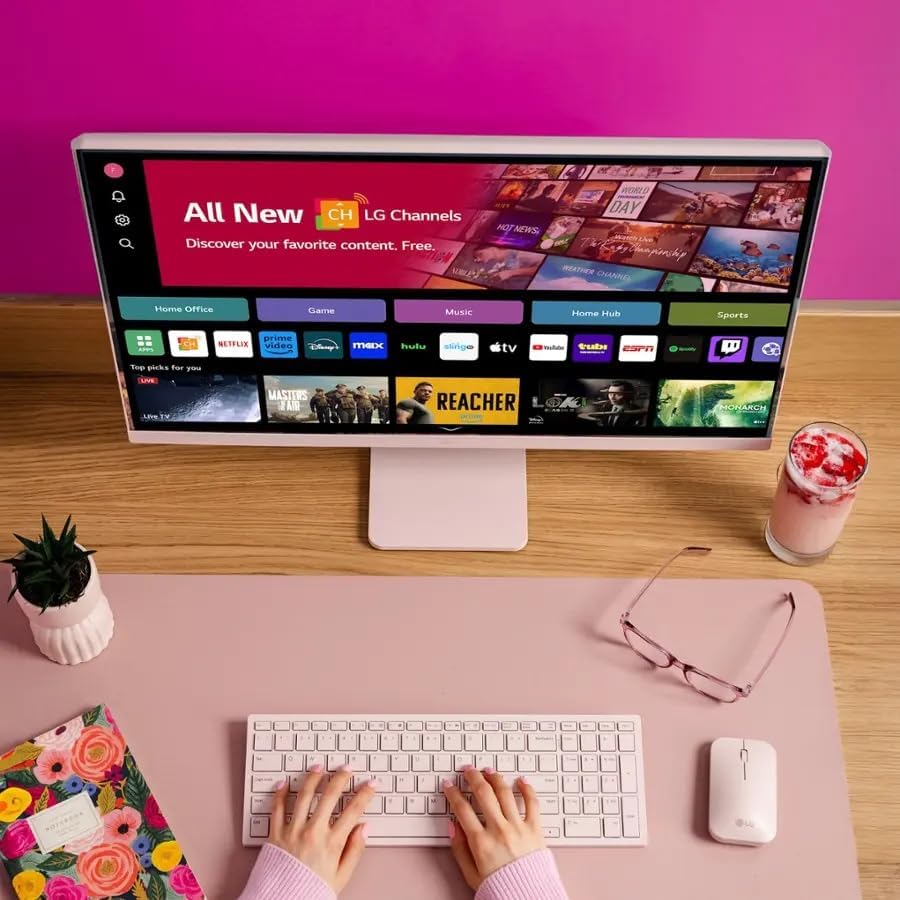 LG MyView Smart Monitor 27 inch, with Wireless Keyboard and Mouse, 16:9 FHD IPS, AirPlay 2, Screen Share, Bluetooth, Built-in Speakers(x2), USB-A, WebOS, HDR 10, 60hz, 5ms, with 5ave HDMI