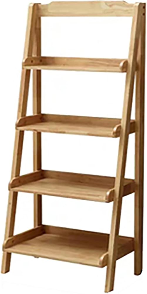Wddwymll 4-Layer Ladder Shelf,Industrial Style Design Bookshelf,for Balcony,Bedroom,Living Room Bookcase(Wood Color)