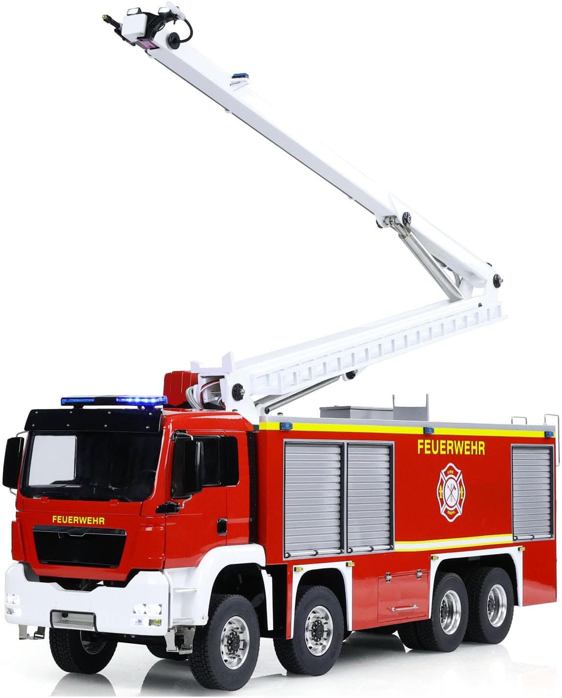 1/14 8x4 Metal Chassis RTR Snozzle High-Reach Extendable Turret Two-Speed Transmission Differential Lock RC Fire Truck for Hobby