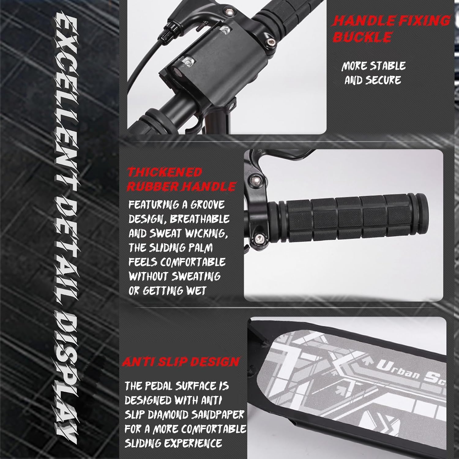 Adult Kick Scooter with Brakes, Aluminum Alloy Scooter for Teens & Adults, with Foot Support Frame, Shock AbsorptionDesign, Third Gear Adjustment, Big Wheels Foldable Scooter for Indoor & Outdoor