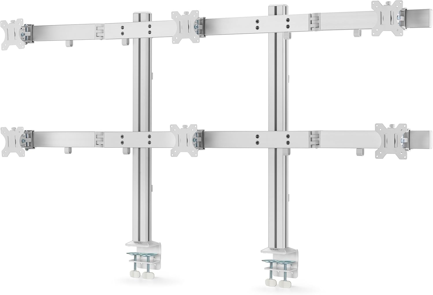 StarTech.com Six-Monitor Desk Mount w/Crossbar, Up to 32-inch Computer Screens/Max 17.6lb Each, Dual Column, C-clamp/Grommet