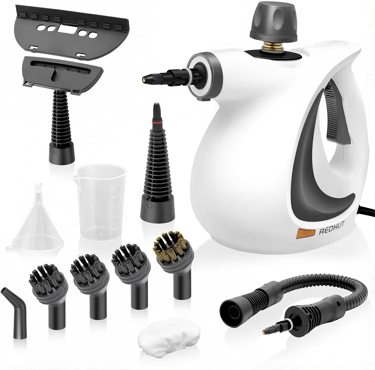 REDHUT Steam Cleaner, Pressurized Handheld Steam Cleaner with 12 PCS Accessories, Multi-Surface Steamer for Home Cleaning, Floor, Tile, Upholstery, Kitchen, Bathroom, Car Interior Cleaning (Black)