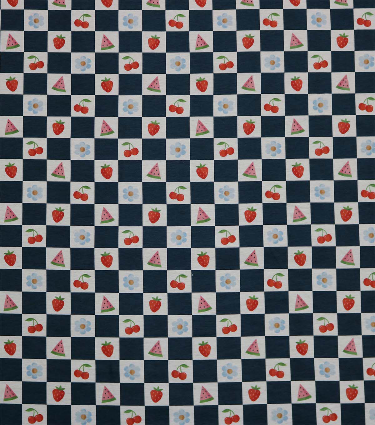 Navy Checkered Super Snuggle Flannel Fabric