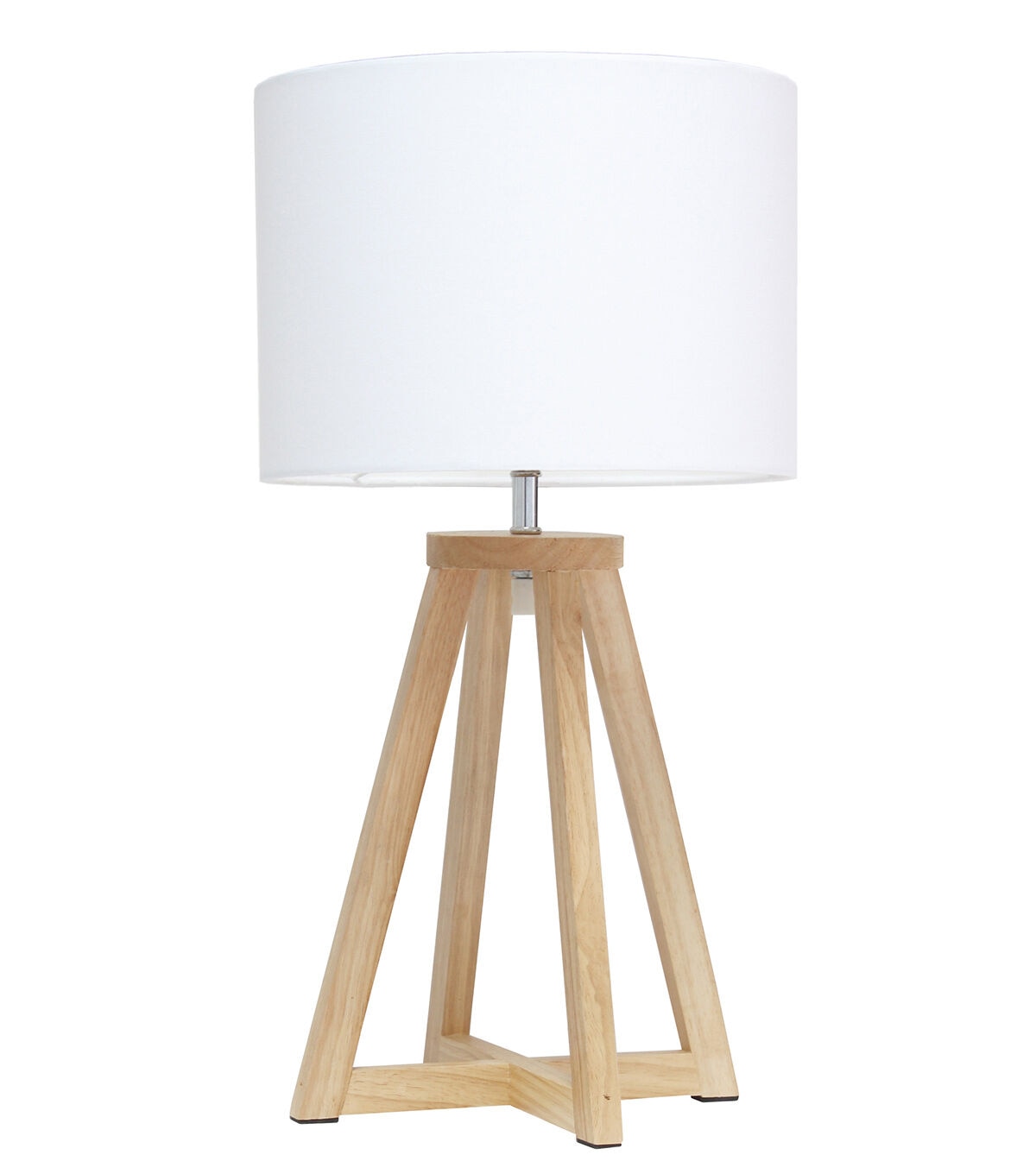 All The Rages Triangular Natural Wood Table Lamp with Fabric Shade