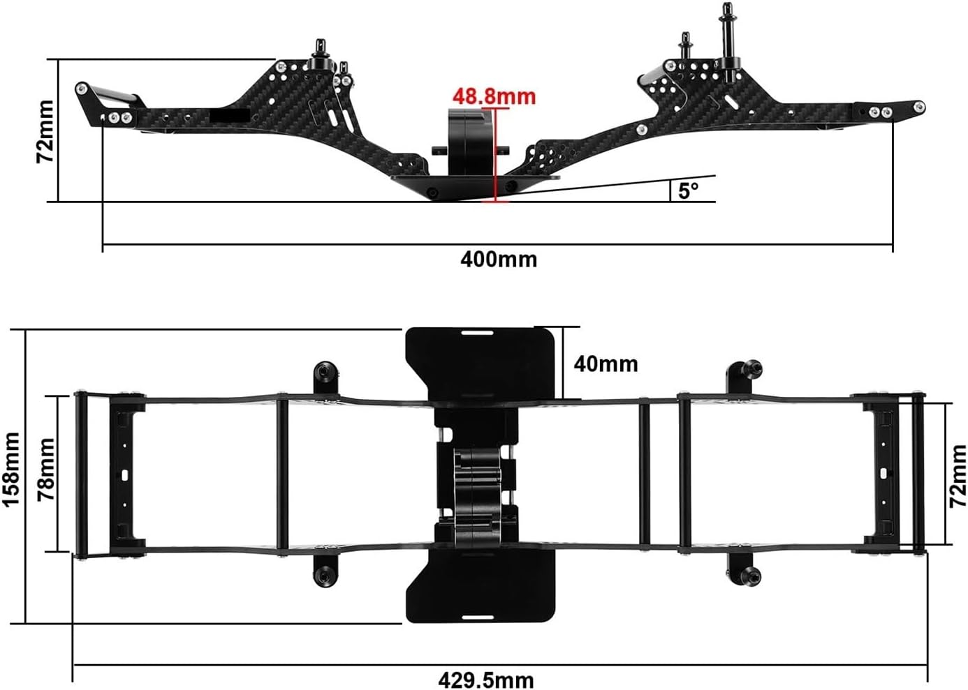 LCG Chassis Kit with Center Transmission for 1/10 RC Crawlers confident