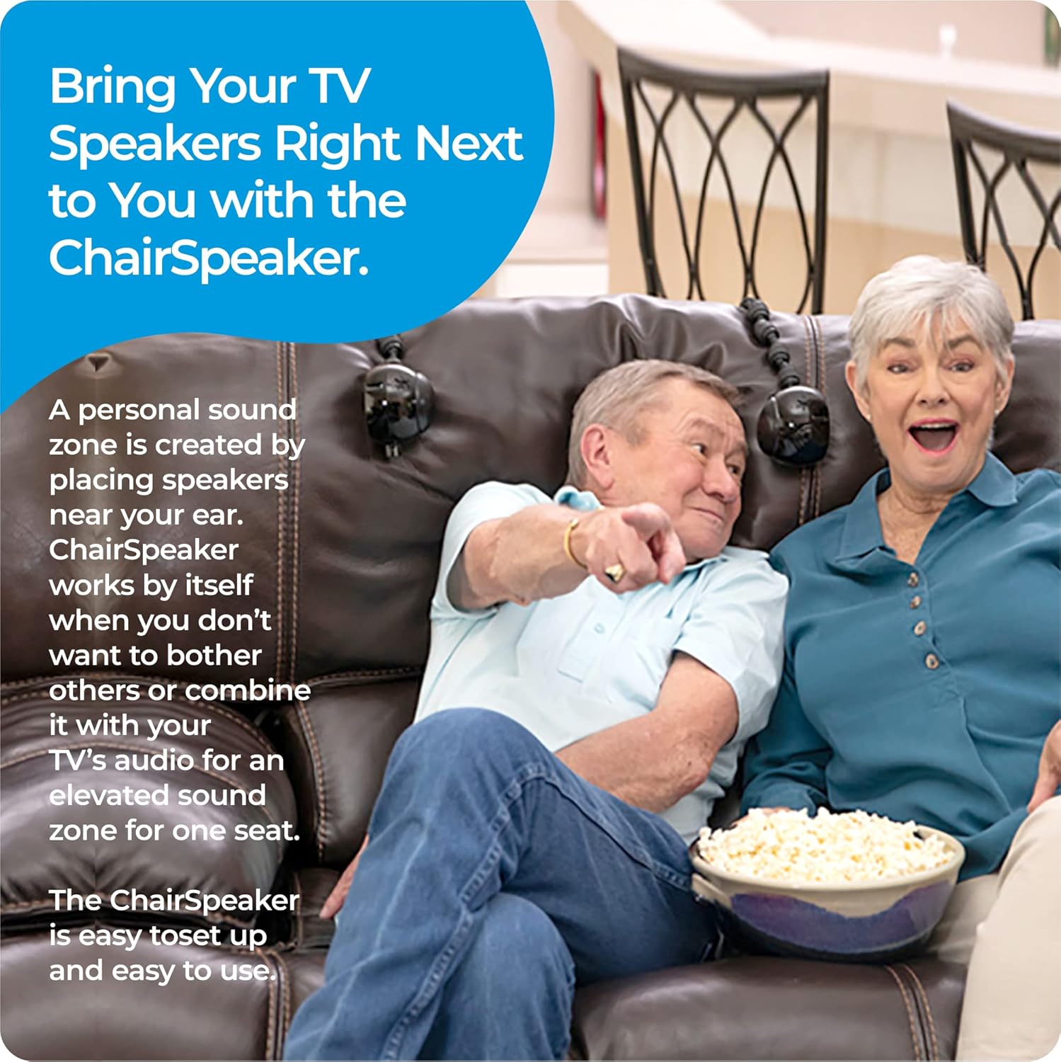 ChairSpeaker CS4 TV Sound Bar Alternative w/Voice Enhancers Delivers High Fidelity 3D Virtual Surround Sound w/Full Situational Awareness. Best Wireless TV Speakers for Audiophiles