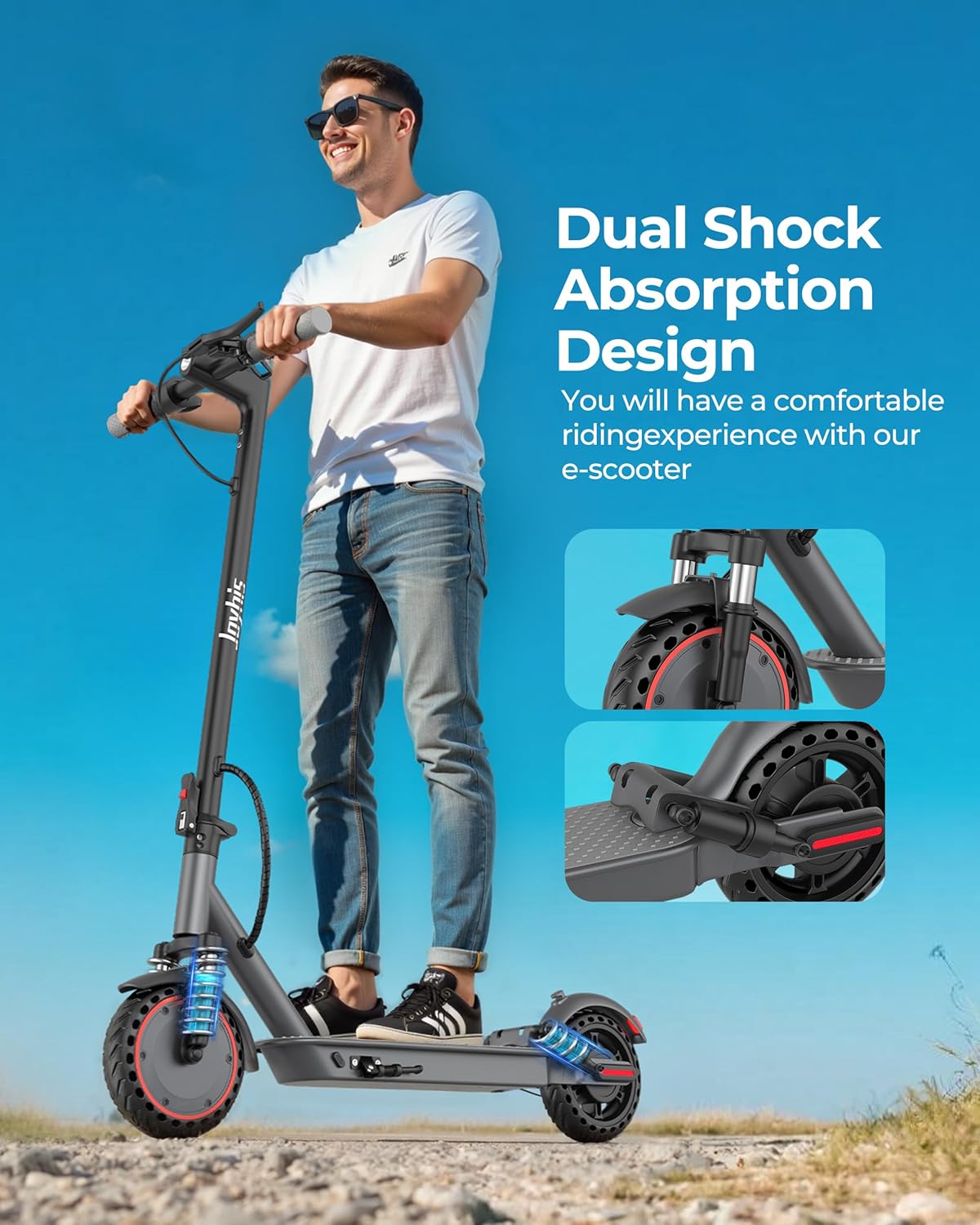 Electric Scooter for Adults - 16/19/22MPH & 15/19/22Mile Range, 350/500W Motor, 8.5