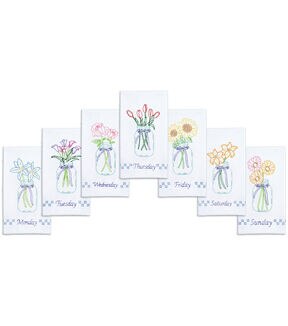 Jack Dempsey 17 x 28 Mason Jar Bouquets Stamped Hand Towels 7ct