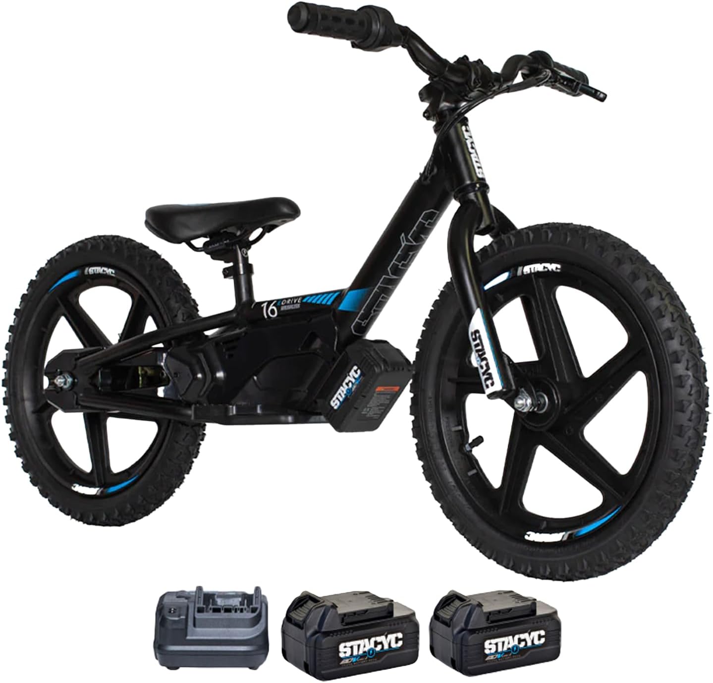 STACYC Brushless 16eDRIVE Electric Balance with Additional 5AH 20VMAX E Bike Battery for Kids Ages 5-7 Years Old