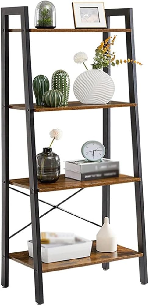 Ladder Shelf 4-Tier Bookshelf Tall Bookcase Book Storage Organizer 23.6x14x58.5in Open-Back Display Rack for Living Room, Home Office, Kitchen, Bedroom