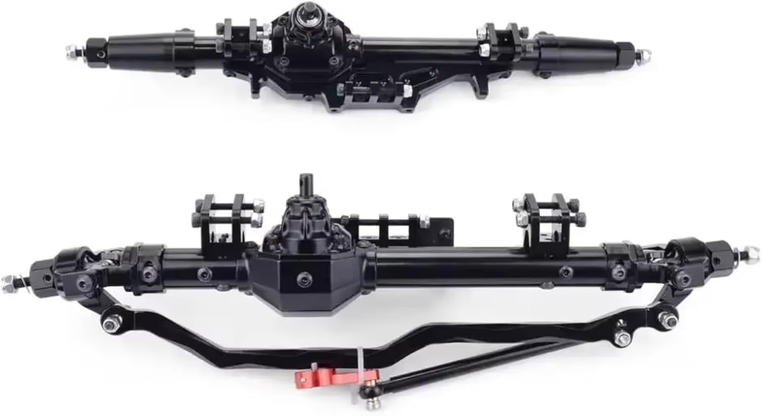 Rc Components For Axial For Wraith For Rock For Racer 90018 90045 RR10 90048 90053 1/10 RC Cars Complete Aluminum Alloy Front Rear Axle(Black)