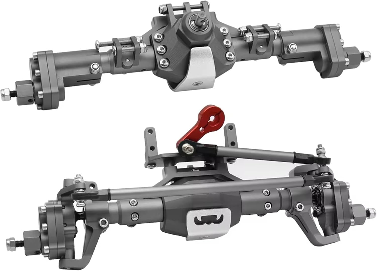 RC Car Parts Compatible with Axial for SCX10 II 90046 90047 for Redcat GEN8 1/10 RC Crawler Car CNC Machined Aluminum Alloy Front and Rear Portal Axle(Front and Rear)