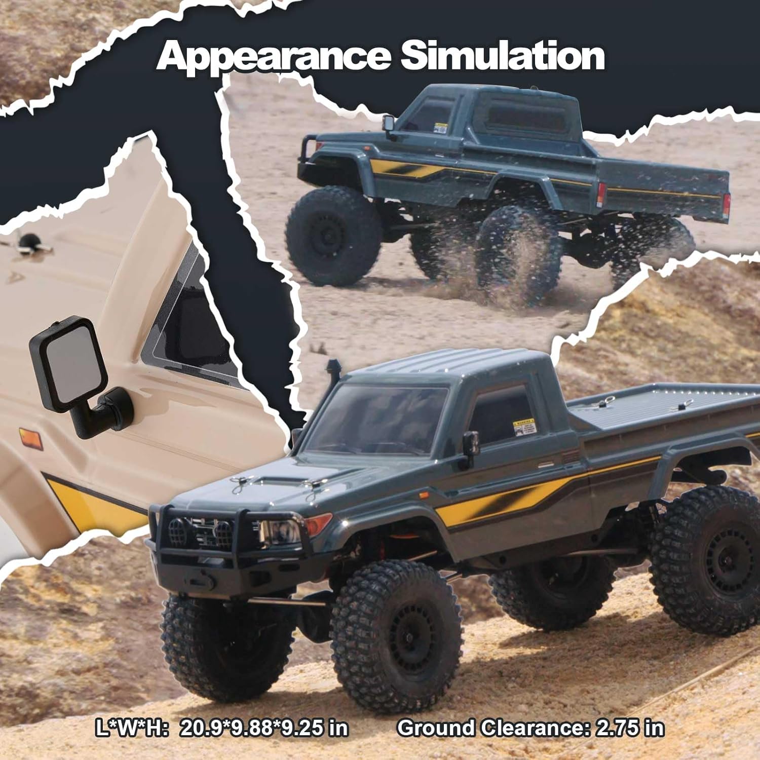 BEEZRC YKHOBBY 1/10 YK41011 Simulation LC79 RC Crawler,4WD Off Road RC Rock Truck, Manual Differential Lock, Brushed RC Climbing Car, Remote Control Car for Adults for Beginner-Friendly RTR Grey