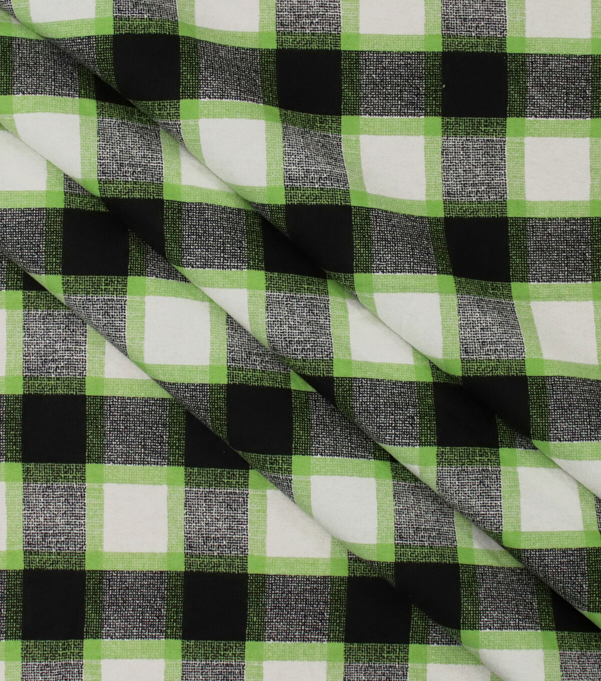 Green Black Textured Check Super Snuggle Flannel Fabric