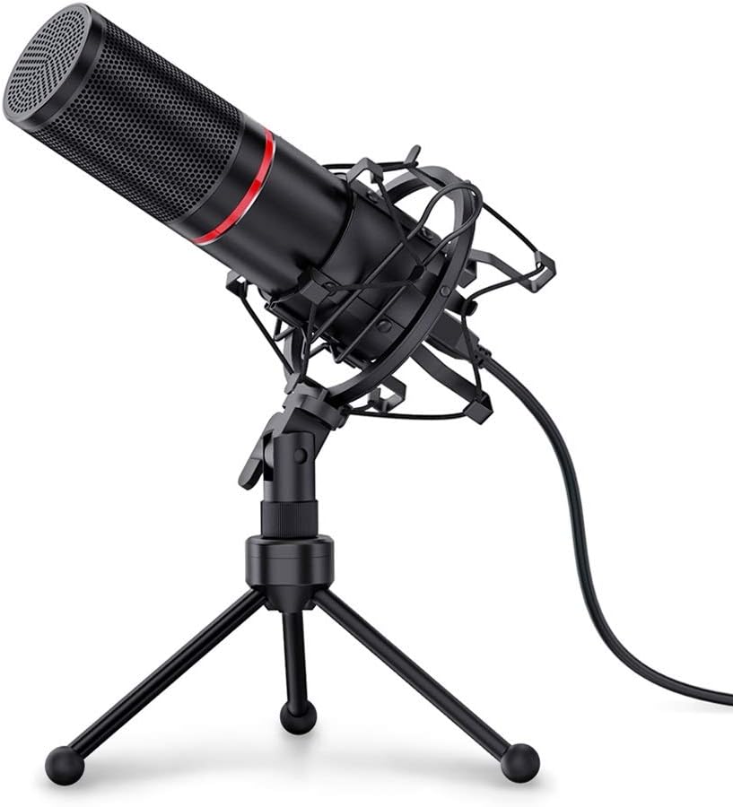Microphone Metal USB Condenser Recording Microphone with Tripod for Laptop Computer Cardioid Studio Recording Vocals Voice Over