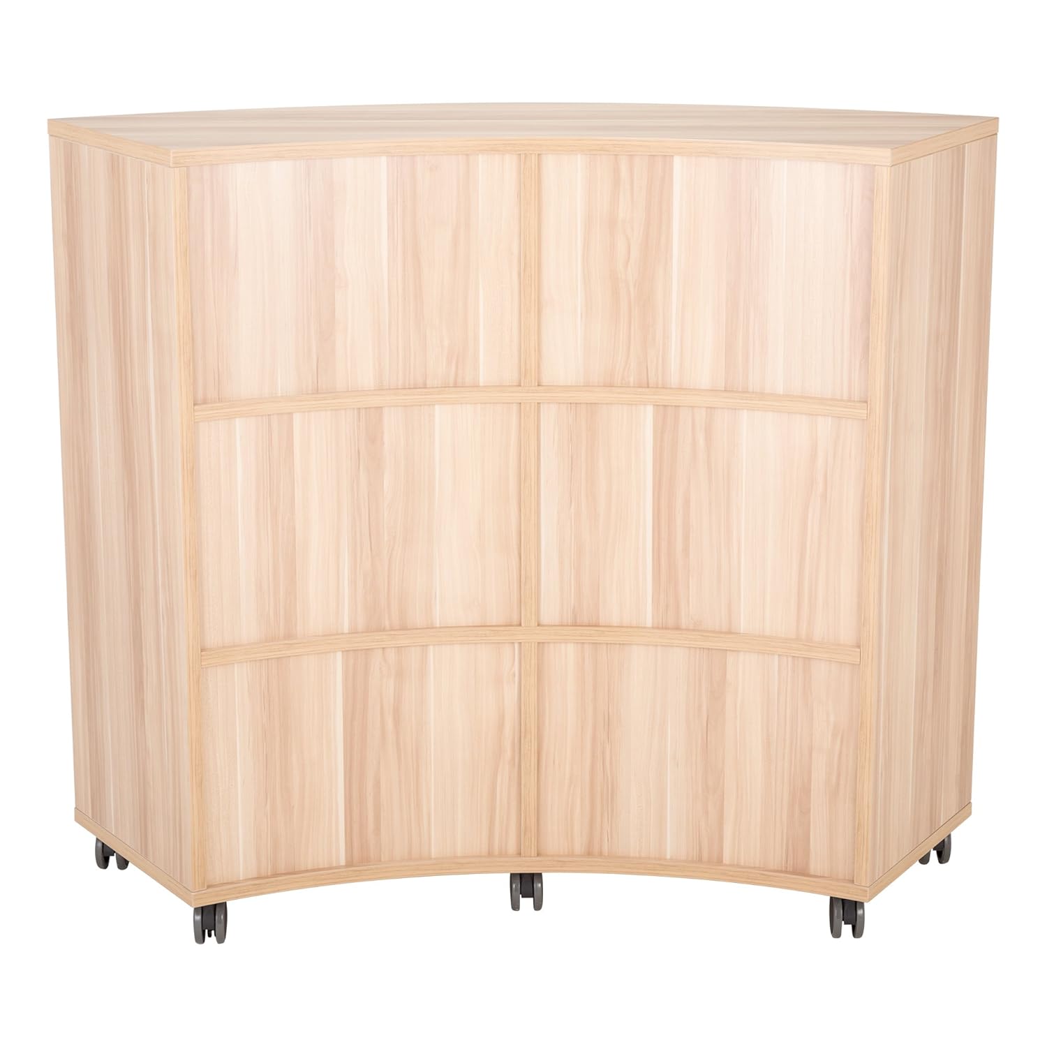 Learniture Curved Mobile Shelving/Bookcase, Six Openings, Dark Natural, LNT-AVO3001DM-SO