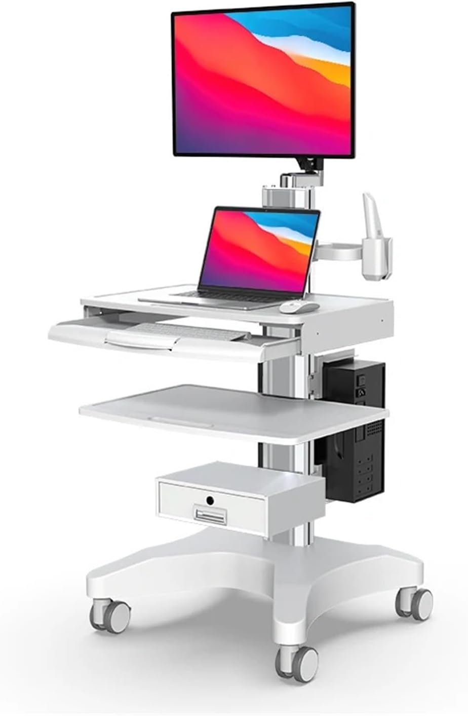 Work Cart with Laptop Tray Stand, Cart with Wheels for Warehouse Office Computer Cart OC-3 (Color : OC-1T)