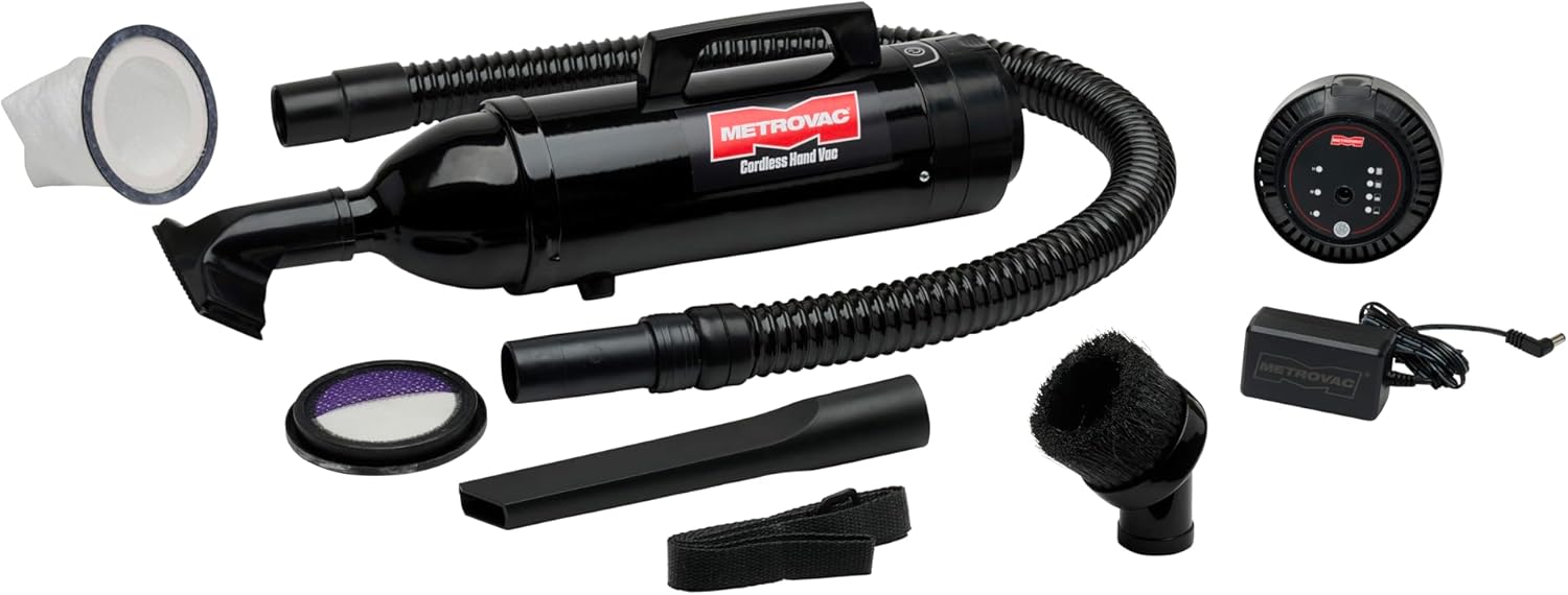METROVAC CHV-B6 Deluxe Cordless Hand Vac – Powerful, Portable, (2) Rechargeable 250W DC Motor Vacuum Cleaner for Home, Auto Shop, and Pet Hair – Premium Handheld Vacuum with HEPA Filtration - Black