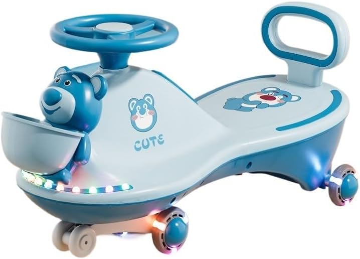Wiggle Car Light-up Wheels Anti-Rollover just Twist Wiggle and go Best Ride-on Toy for Boys Girls Ride on Toy(Blue,Flashing Wheel)