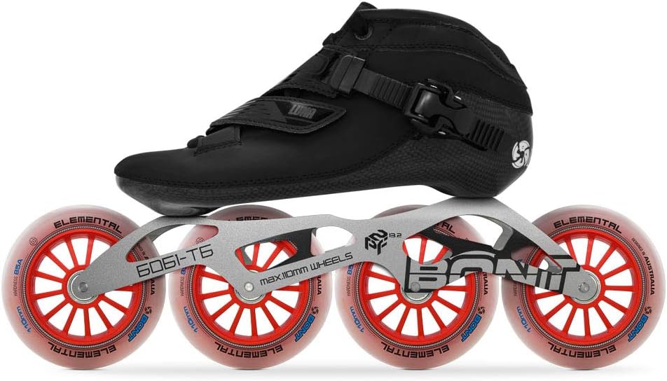 Bont Inline Speed Skating Racing Package - Luna Skate Boot + 2PF 6061 Frame + Elemental Wheels + ABEC7 Bearings - Youth - Boys - Girls - Men - Women