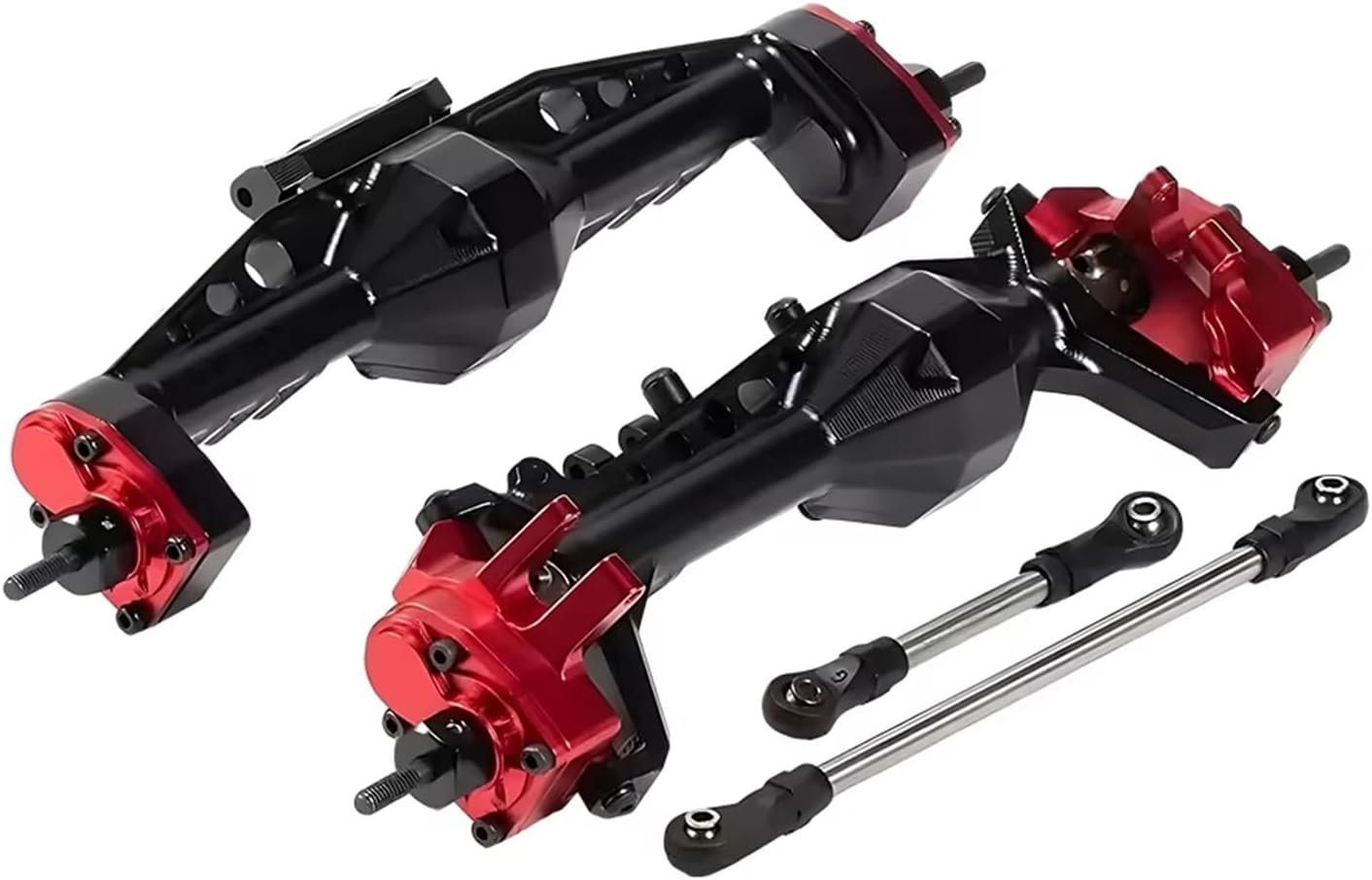 RC Car Accessories Compatible with Axial for SCX10 1/10 RC Car Upgrade Part Accessories Replacement Parts Aluminum Alloy Protector Front Rear Axle(Red)